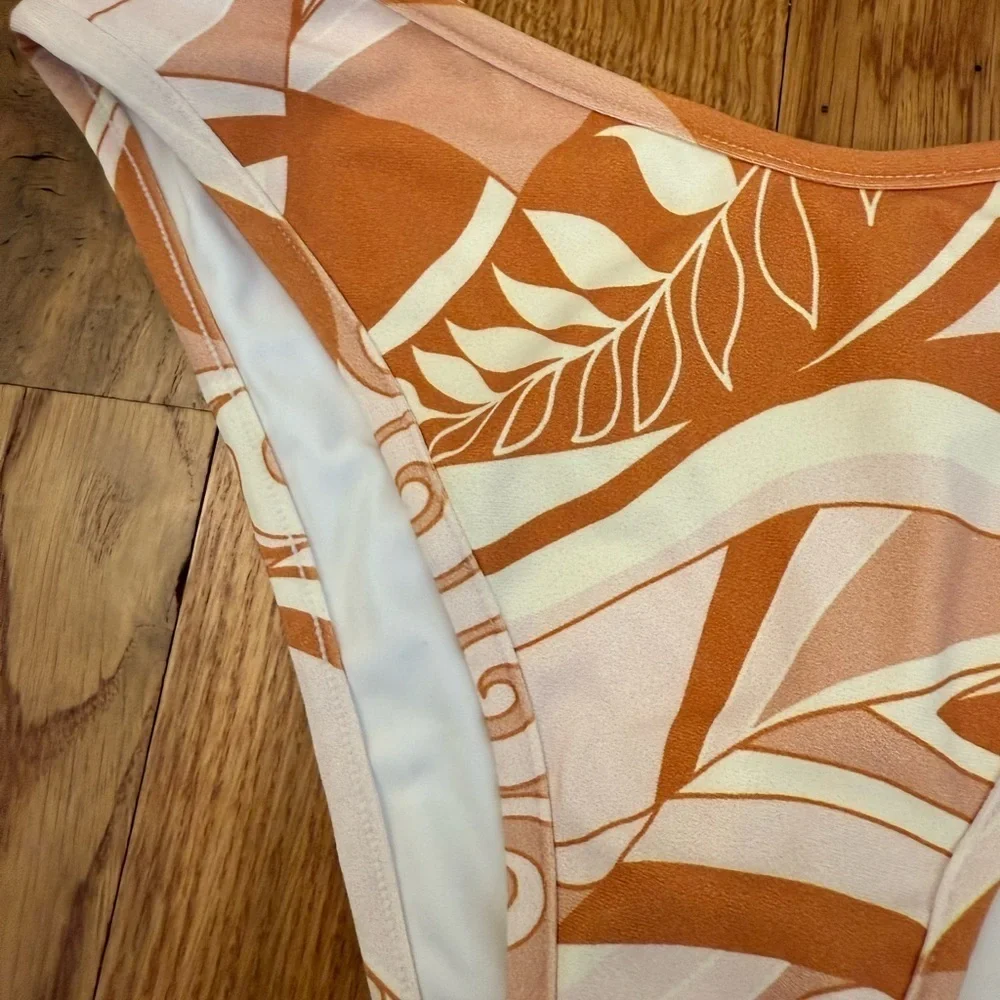 Montce Swim Lulu Brown and White Floral Bikini Bottoms Size Large